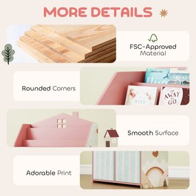 AIYAPLAY Regał dziecięcy na książki i zabawki z 2 materiałowymi szufladami, dla dzieci 3-8 lat, różowy, 62,5x30x91,5 cm | Aosom PL