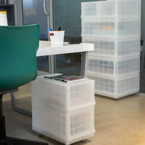 Modułowy pojemnik Wave Junior Mist z kółkami 43,4x 27,2 x 22 cm, wąski - 1 szuflada - kółka