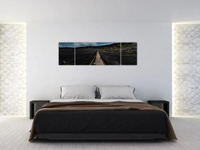 Obraz drewnianej ścieżki o zmierzchu (170x50 cm)