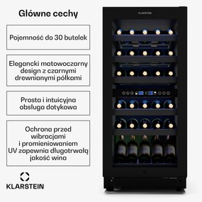 Klarstein Vinovilla 30 Duo chłodziarka do wina, 30 butelek