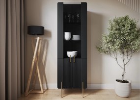 Witryna Malmi 60 cm - czarny mat / złote nóżki