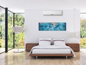 Obraz - Syrenka z delfinami (170x50 cm)