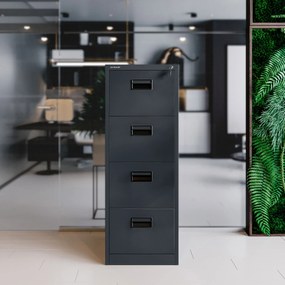 Metalowa szafa kartotekowa SARA V4, 460 x 1320 x 620 mm, antracytowa