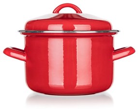 Banquet Garnek emaliowany z pokrywką Milton czerwony 16 cm, 2 l, 16 cm