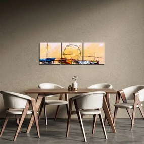 Obraz - Obraz statku (z zegarem) (90x30 cm)
