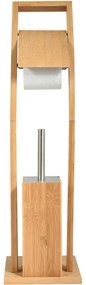 MSV Bambusowy stojak na papier toaletowy zeszczotką 16 x 29 x 70 cm