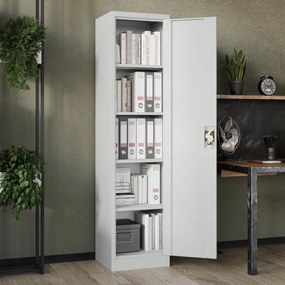 Biurowa szafa metalowa na akta ALEX, 450 x 1850 x 400 mm, szara