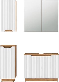 Zestaw mebli łazienkowych dąb/białe paski 79.6x32x62.1 lotta