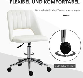 Vinsetto Krzesło Biurowe Obrotowe Kształt Muszli Pielgrzyma Regulowane Aksamitnopodobny Poliester Beżowe | Aosom PL