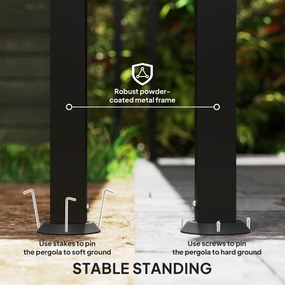 Outsunny Pergola 2,5 x 3 m, Pawilon Ogrodowy Montowany na Ścianie, Odporny na Wodę, Metalowy Stelaż, Otwory Odpływowe, Zadaszenie Przeciwcieniowe, Kremowy