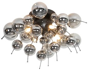 Designerska lampa sufitowa czarna z dymionym szkłem 4-światła - ExplodeDesignerski Oswietlenie wewnetrzne