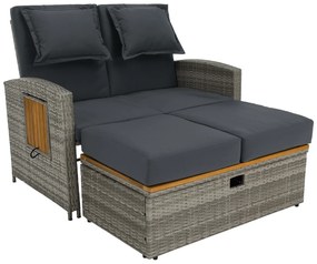 Sofa ogrodowa rattanowa MALORY, szary/naturalny