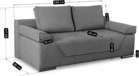 Sofa Rozkładana z Funkcją Spania RENO Dwuosobowa Szara Nowoczesna do Salonu