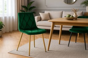 Zielone pikowane krzesło welurowe glamour M1-C09