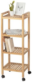 Regał łazienkowy na kółkach NORWAY z czterema półkami, drewno orzechowe, WENKO