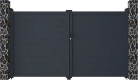 Brama wjazdowa rozwierna NAZARIO, pełna, z aluminium w kolorze antracytowym – 300 × 173 cm (szer. × wys.)