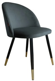 Zestaw krzeseł CLAUDINE 1 BL VELVET GOLD 2 szt ciemno szare ATOS