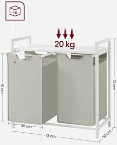 Biała szafka z 2 koszami na pranie - Areo 3X