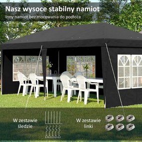 Outsunny Pawilon 3x6m wodoodporny składany z 4 ścianami, okna, UV, torba, czarny | Aosom PL