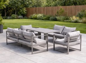 Zestaw mebli ogrodowych Bellagio 006 z sofami, fotelami i ławostołem, szary, poduszki szare
