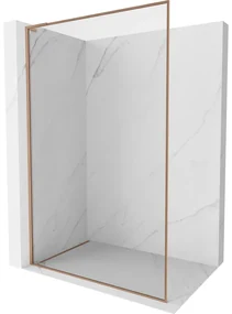 Mexen Kioto-XF L ścianka prysznicowa Walk-in z ramką 50 x 202 cm, transparent 10 mm, miedź szczotkowana - 800-050-174-65-00-XF