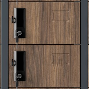 Skrytkowa szafa depozytowa OLIVER, 900 x 1850 x 450 mm, Eco Design: antracytowa/orzech