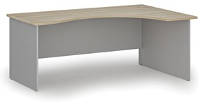Ergonomiczne biurko PRIMO GRAY, 180x120 cm, prawe, szary/dąb naturalny