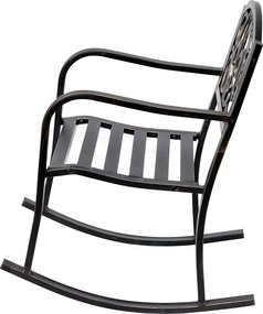 Outsunny Krzesło Bujane Ogrodowe Metalowe Antyczny Styl Brązowe Wygodne Siedzisko 60x73x85cm | Aosom PL