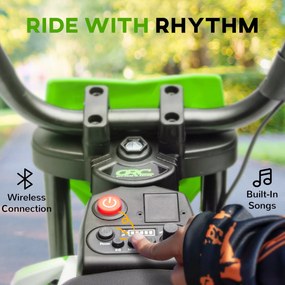 AIYAPLAY Elektryczny Motocykl dla Dzieci z Manualną Kontrolą Przepustnicy, Kołami Treningowymi, Muzyką, Zielony