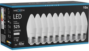 Mexen Nova 10x żarówka LED E27, C37, 5W, Neutralna - 4000K, 525 lm - L102-E27-0540-01x10
