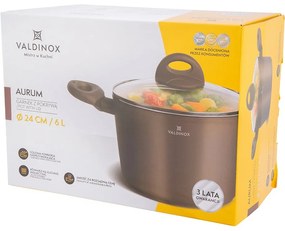 Valdinox Aurum Garnek z powłoką nieprzywierającą i pokrywką, 24 cm, 6 l
