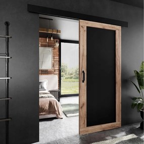 Drzwi przesuwne PALADIO 1 z maskownicą dąb craft złoty i czarny 106 cm