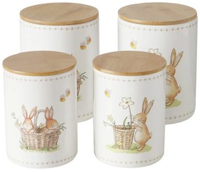 Pojemniki kuchenne ceramiczne CHARMY, wzór w zajączki, 2 sztuki