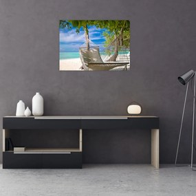 Obraz - Hamak na plaży (70x50 cm)