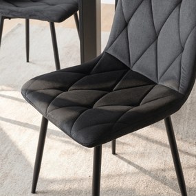 Krzesło Tapicerowane do Salonu ROBIN Czarne Welurowe Nowoczesne Loft