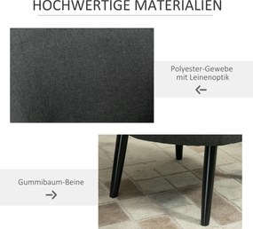 HOMCOM Krzesło do jadalni krzesło do salonu krzesło tapicerowane nowoczesny poliester drewno szary