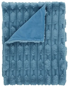 Niebieski koc z mikropluszu 150x200 cm Carved Fur – Bianca