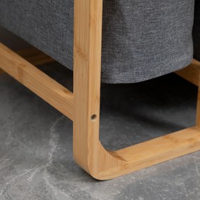 HOMCOM Kosz na Pranie z Bambusa 3 Wyjmowane Kosze Naturalny Szary 50x32x697cm | Aosom PL