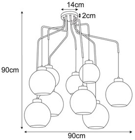 Duża lampa wisząca loftowa z 9 zwisami - S827-Solva