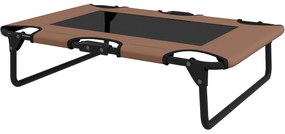 PawHut Podwyższone Legowisko dla Psów Składane, Zewnętrzne Siedzisko z Projektem Siatki Kawa Oxford 75 x 51 x 18 cm