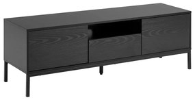 Czarna szafka pod TV w dekorze jesionu 140x45 cm Seaford – Actona