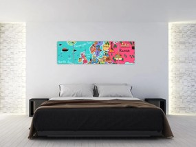 Obraz - Dziecięca mapa Europy (170x50 cm)
