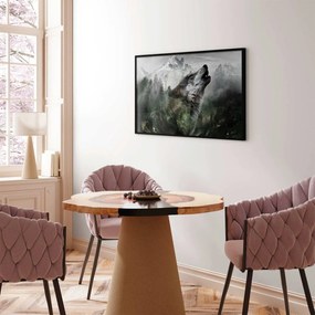 Plakat Wyjący wilk 90x60 cm z ramą czarną bez marginesu ARTGEIST B