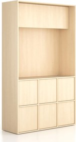 Szafka biurowa FRAME, 6x drzwi, z wnęką, 1299 x 450 x 2162 mm, mechaniczny zamek szyfrowy, brzoza