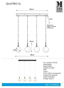 Czarna lampa wisząca Markslöjd Quattro XL Pendant Black 4L