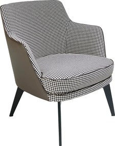 Czarno-biały fotel z tkaniny i ekoskóry w kolorze czekoladowego brązu 5011 ANGEL CERDA