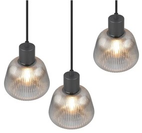 Czarna lampa wisząca ze szklanym kloszem ø 37 cm Tarifa – Trio