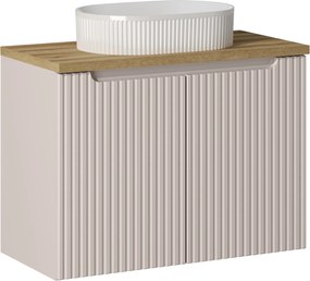 Szafka 2-drzwiowa Nova 80 cm z białą umywalką Beyond, kaszmir mat/dąb coast evoke