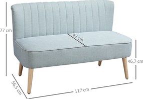 HOMCOM 2-osobowa sofa, miękkie obicie, łatwa w pielęgnacji, udźwig do 220 kg, 117 x 56,5 x 77 cm, jasny zielony | Aosom PL