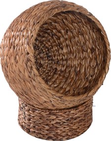 PawHut Miejsce do spania dla kota, legowisko dla kota z poduszkami, jaskinia dla kota, liść bananowca, kolor brązowy